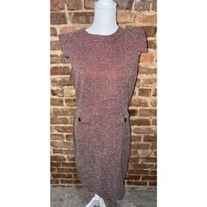 MNG Dress Womens Sz L Red/black/gray Cap Sleeve Work Career Basic Office Church